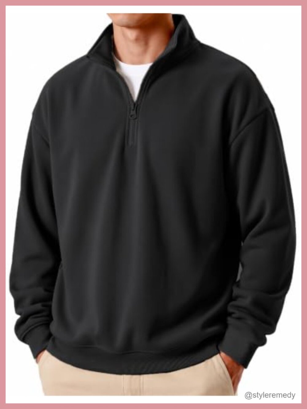 Men's Fleece Quarter Zip Pullover Mock Neck Sweatshirt